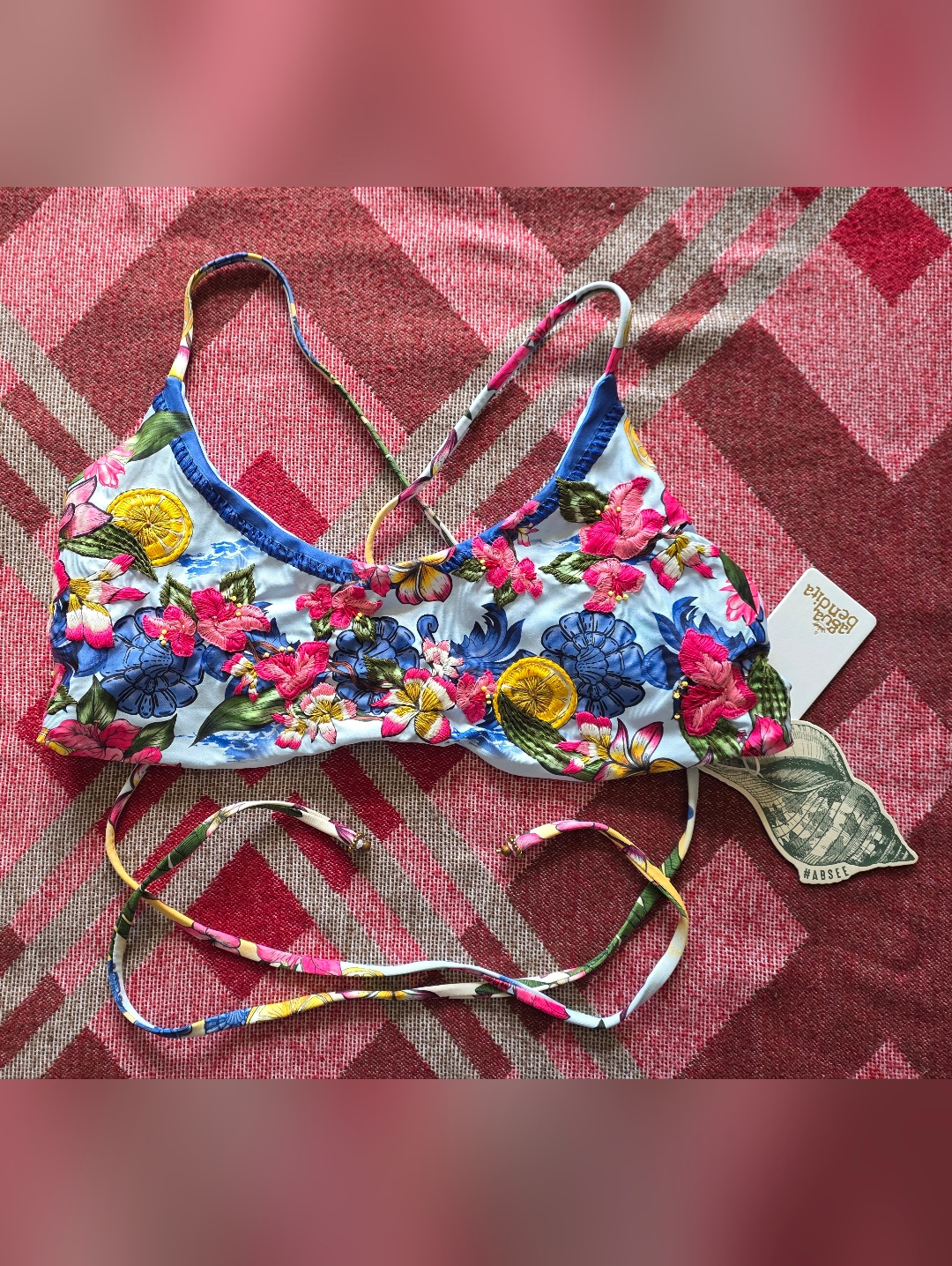 Embroidered Agua Bendita Bikini Top (Nwt)